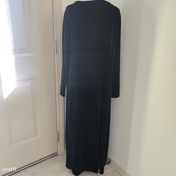 Eileen Fisher Maxi Black Velvet Dress S rayon silk - Picture 2 of 6
